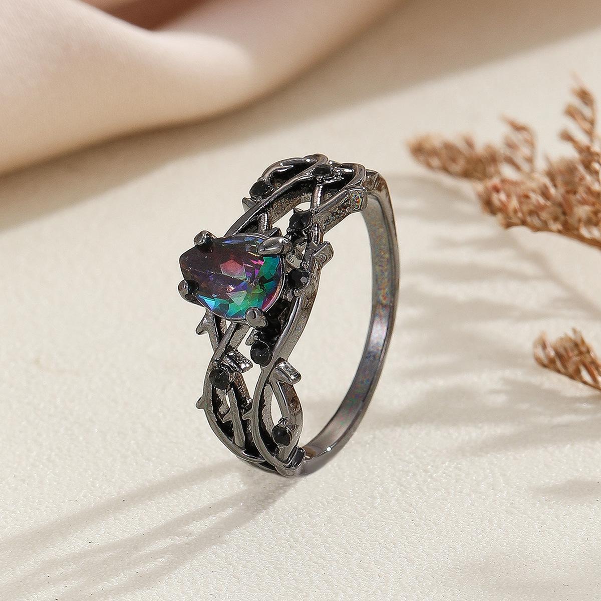 

Luxury Colorful Crystal Ring for Women Fashion Gun Black Cubic Zircon Finger Rings Classic Jewelry 7