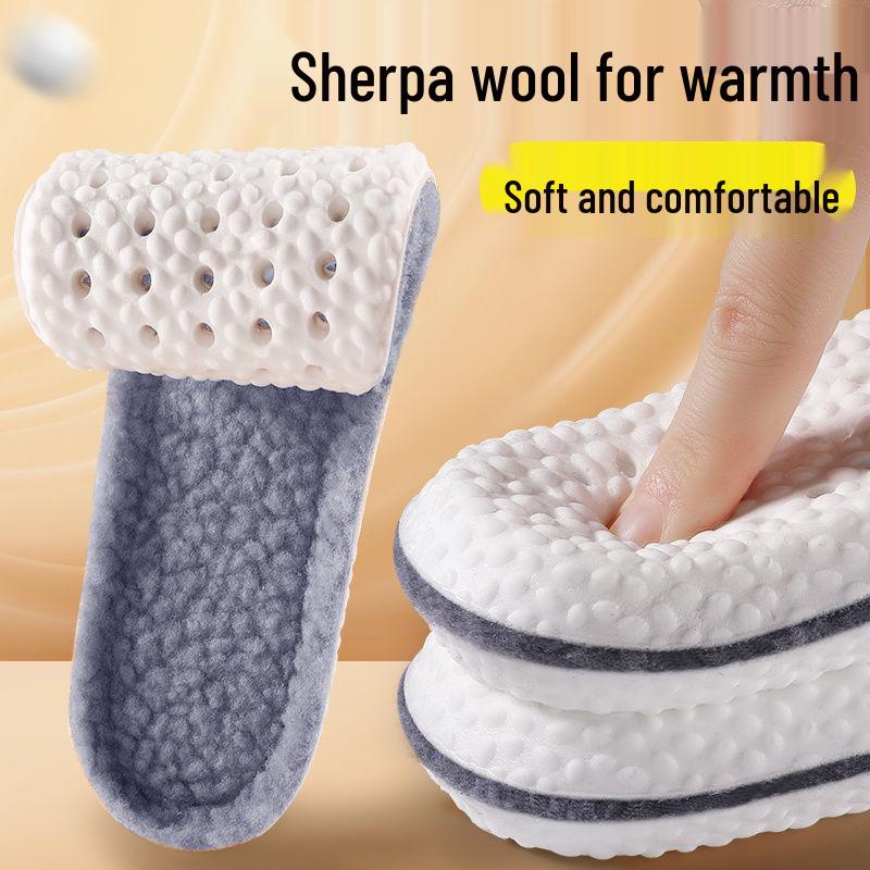 

Winter Mugwort Plush Insoles - Deodorizing, Warm, Fleece-Lined, Breathable, Non-Slip, Thick-Soled for Men & Women 35-36 Fleece-Lined Thickened Anti-Odor серый