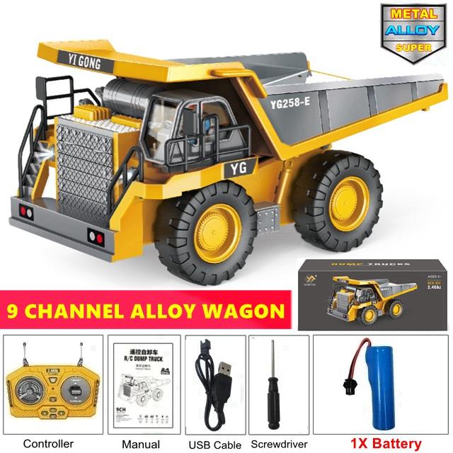Remote Control Excavator Dump Truck Crawler Bulldozer Rc Model Car Toy Alloy Simulation Construction Vehicle Gifts For Kids