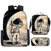 Astronauta Spaziale Anime Set da 3 Pezzi Zaino Studente Scuola Borsa a Spalla Bambino Carino Zaino da Viaggio Regalo di Compleanno per Bambini
