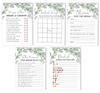 INKDOTPOT Greenery Theme Bachelorette Party Games Set of 5 (Activities for 50 Guests) Fun Bridal Shower Games Set Bundle