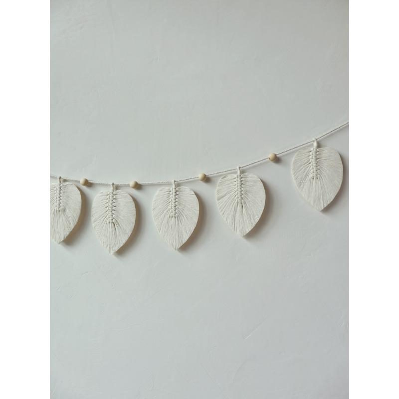 Wall Hanging Boho Handmade Cotton Rope Leaf Tapestry Macrame Wall Decor for Living Room Bedroom Minimalist Home Decoration 140cm