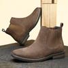 Men's Chelsea Boots Casual Leather Boots Retro Ankle Boots for Men Embroidery Western Cowboy Boot