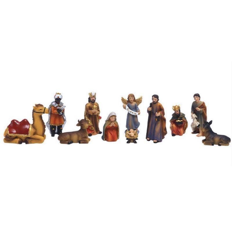 11pcs/set Nativity Scene Set Christmas Ornament Baby Jesus Statue Christmas Decoration Indoor Nativity Crib Manger Figurines