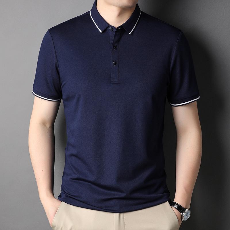 

Summer New Men s Short-sleeved T-shirt Men s Solid Color Cotton POLO Shirt Middle-aged Trend