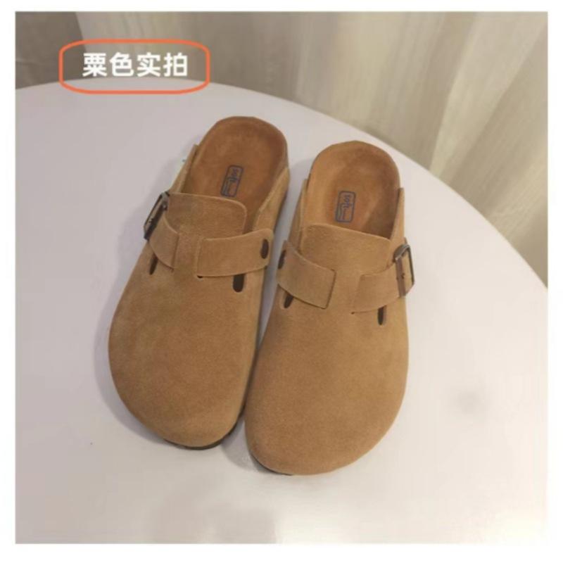 

Вся мягкая кожа женские толстоподошвенные пробковая подошва Sanxi верхняя одежда сумка голова Boken обувь полутапочки 35 малиновый