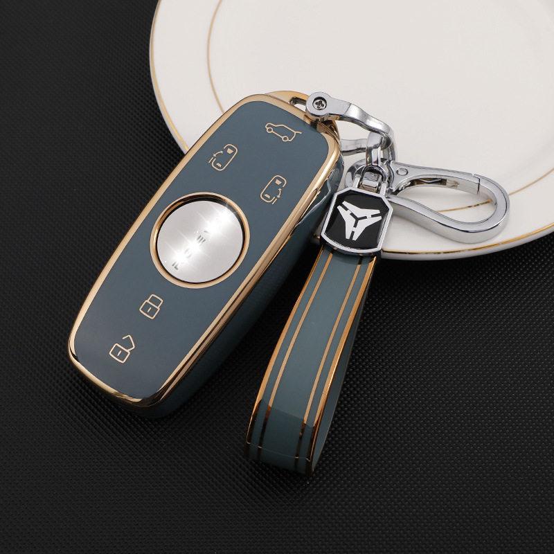 Roewe iMAX8 Key Cover - Stylish Gold Edge Silicone Protective Shell for Business Cars