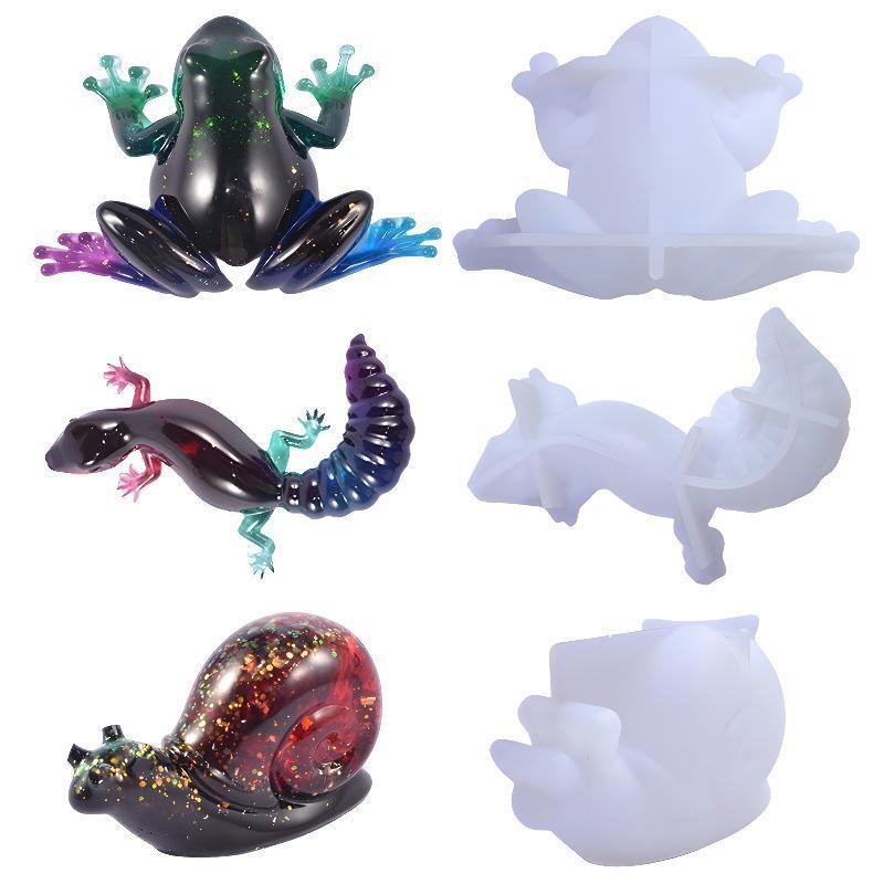 3D DIY Crystal Glue Easter Frog Lizard Snail Animal Ornament Jewelry Silicone Mold