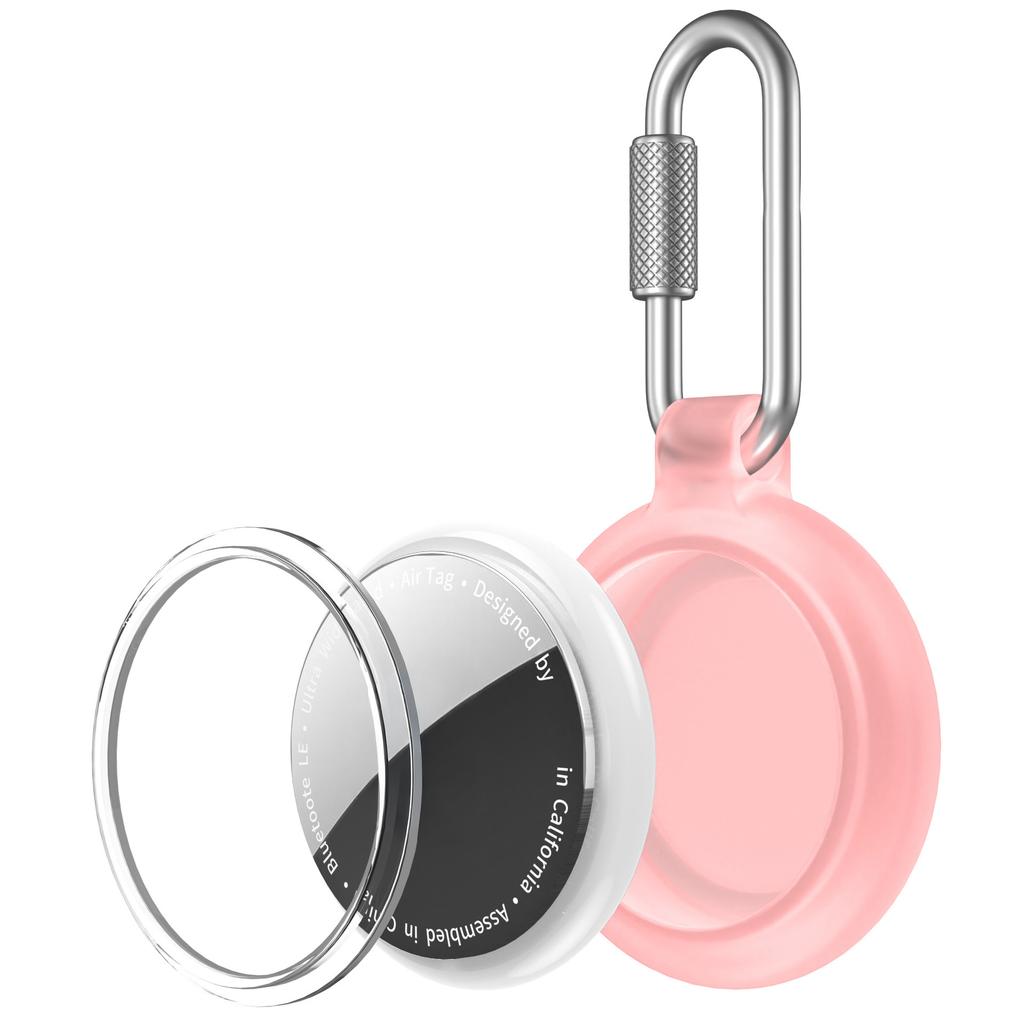 CT32 For Apple AirTag Waterproof TPU Case Carbon Fiber Texture Protective Cover with Stainless Steel Buckle