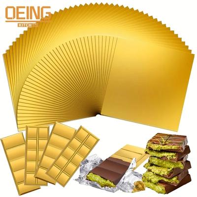 100 PCS Dubai Chocolate Bar Aluminum Foil Tin Wrapping White Paper Metal Embossing Candy Chocolate Paper Wedding Party Supplies