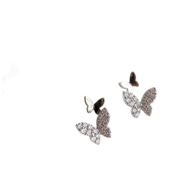 Hot-selling Butterfly Stud Earrings Full of Diamonds Simple Female Korean Version Small Temperament Earrings Jewelry Stud Earrings