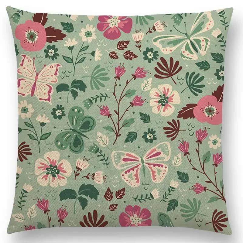 Niedliche kleine Tiere Blumenmuster Sofa Überwurf Kissenbezug Lieblicher Vogel Igel Reh Schwan Hase Kissenbezug