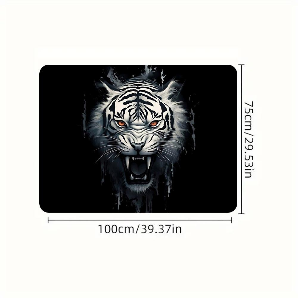 1Pcs White Tiger Printed Car Trunk Mat with Anti Slip Cargo Liner Waterproof Rear Storage Protector Floor Mat for SUV Sedan Vehi