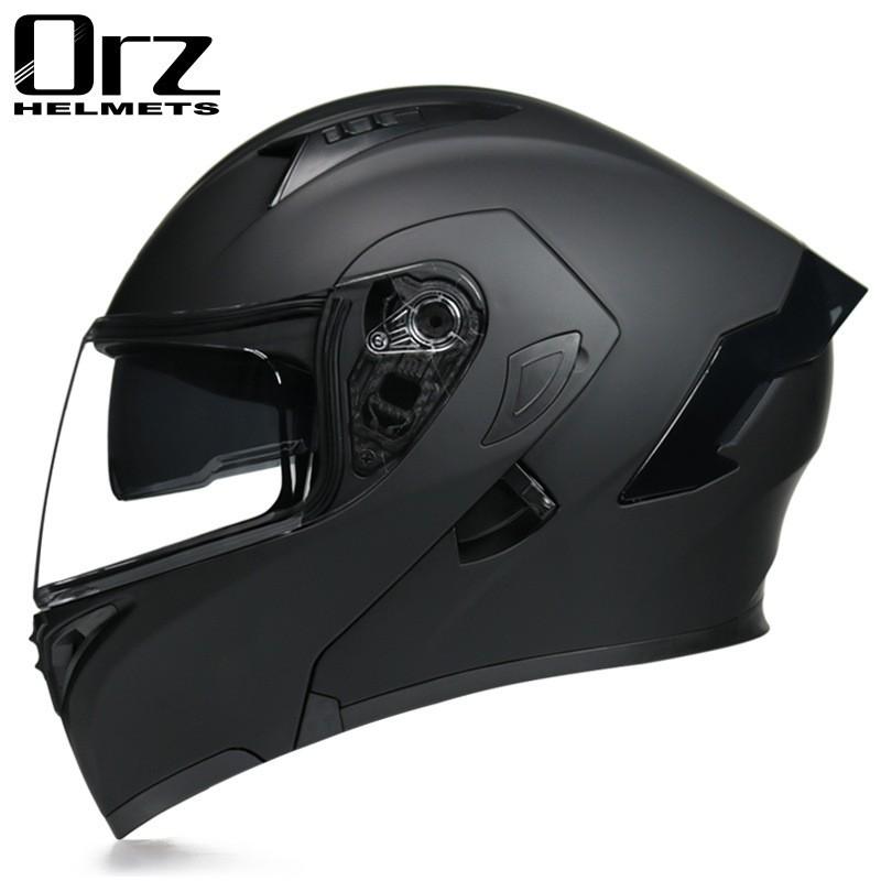 Full Face Motorcycle Helmet With Visor Flip-Up Men Women Adult ABS Safety Winter Riding Gear Gray Black