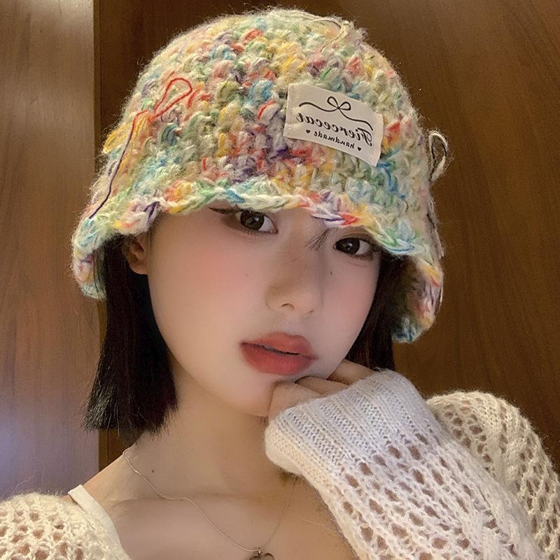 Knitted Pullover Hat for Women In Autumn and Winter Versatile Niche Bag Head Hat Big Head Circumference Face Showing Small Woolen Hat