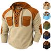 Men’s Sweatshirts Long Sleeve Pullover Patchwork Plaid  Hoodie Casual  Top