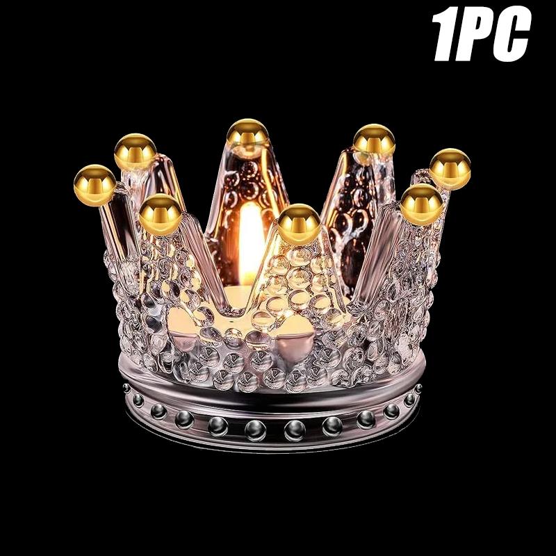 

Блестящие стеклянные подсвечники в форме короны для свадебных украшений, современные свечи для дома и ресторана, украшения, подсвечник