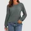 Women's Round Neck Loose Peplum Knit Patchwork Hollow Out Long Sleeve Top