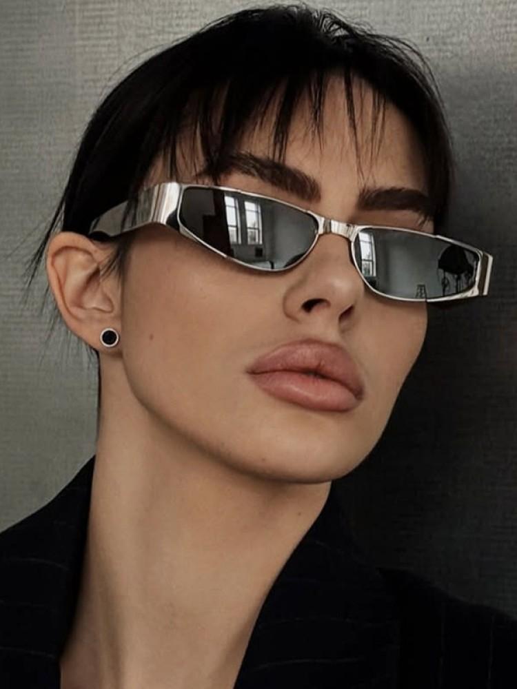 Small Narrow Frame Sunglasses Women Y2k Cat Eye Sun Glasses Female Fashion Brand Vintage Sports Punk Hip-Hop Style Eyewear