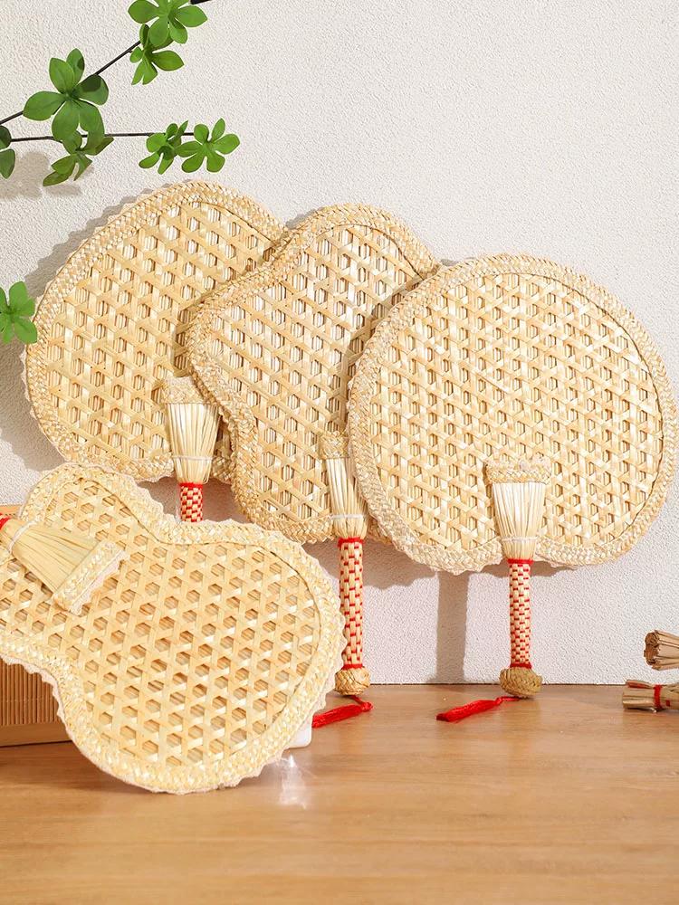 Summer Straw Fan, Hand-Woven Traditional Hand-Held Summer Fan, Banana Leaf Fan, Chinese Style, for Babies and Children, Household Use