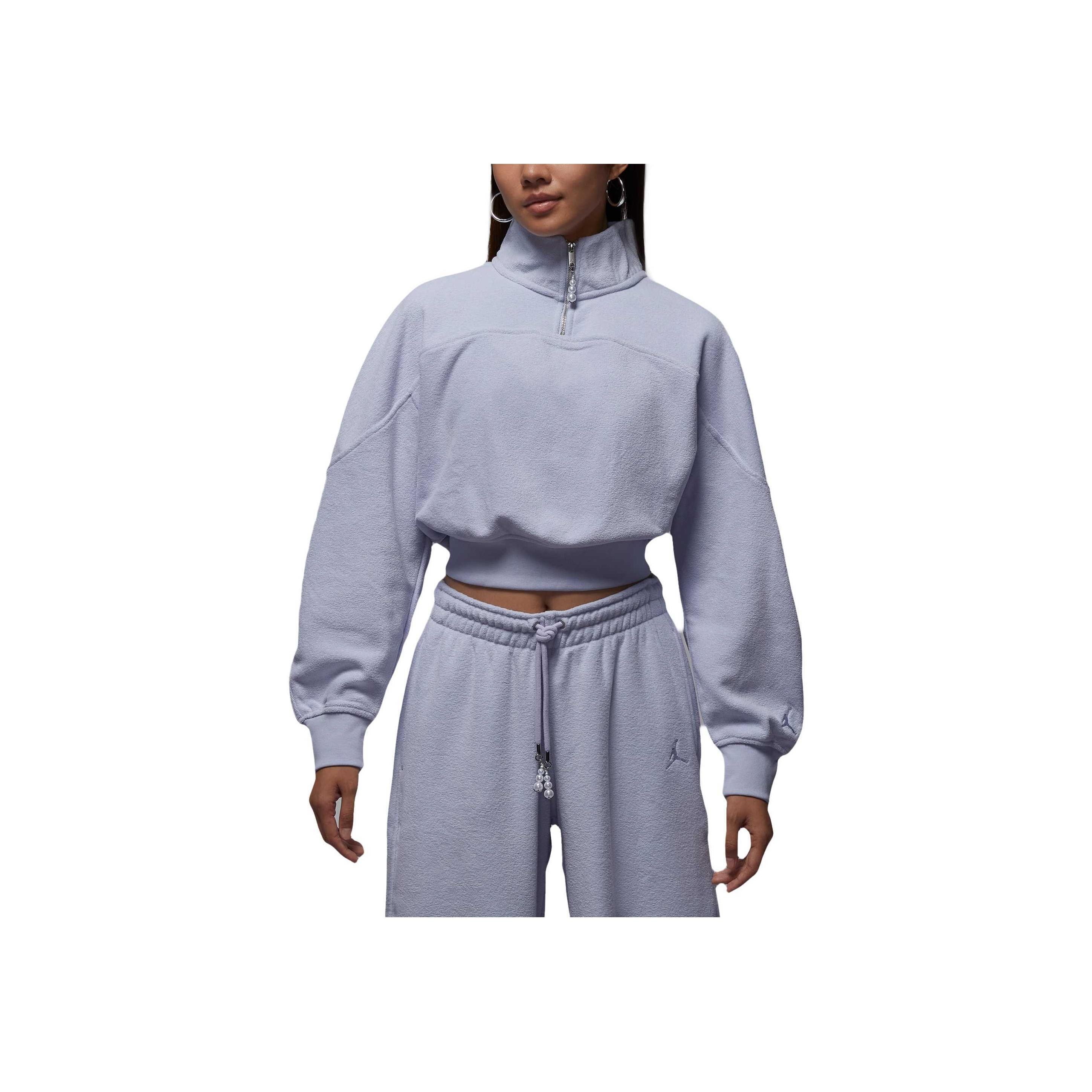 Jordan Women s Half-Zip Fleece Mock Neck Sweatshirt Phantom HV0327-057 XS