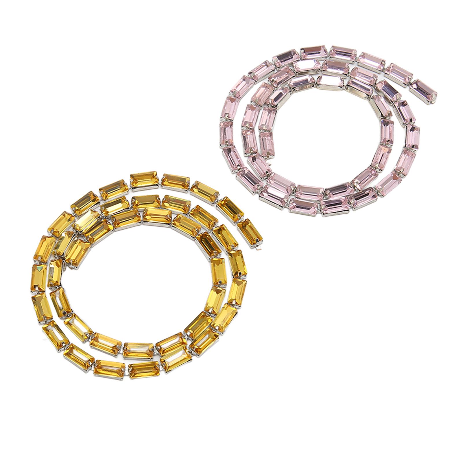 

2PCS Rhinestone Chain Easy Cutting Bright Exquisite DIY Crafts Handicraft Decoration for Phone Cases Shoes Clothing