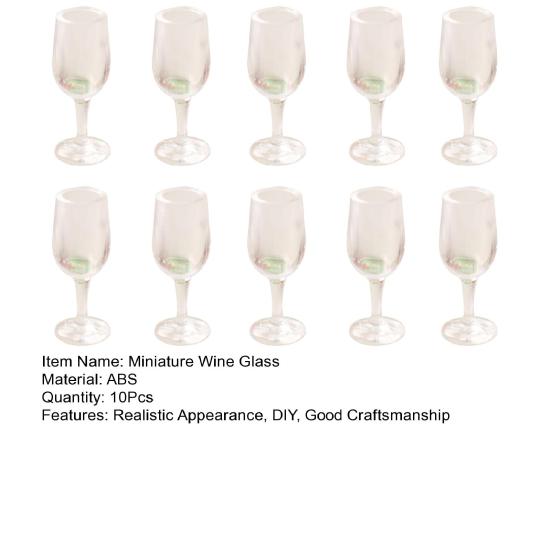 10Pcs/Set Miniature Red Wine Glass DIY Pretend Play Toys Solid 1:12 Dollhouse Scene Mini Clear Wine Cup Dollhouse Accessories