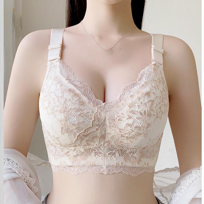 Summer Bra Women's Thin Bra Women's Underwire Bra Gathered Chest Gathered Accessory Bra Plus Size Bra