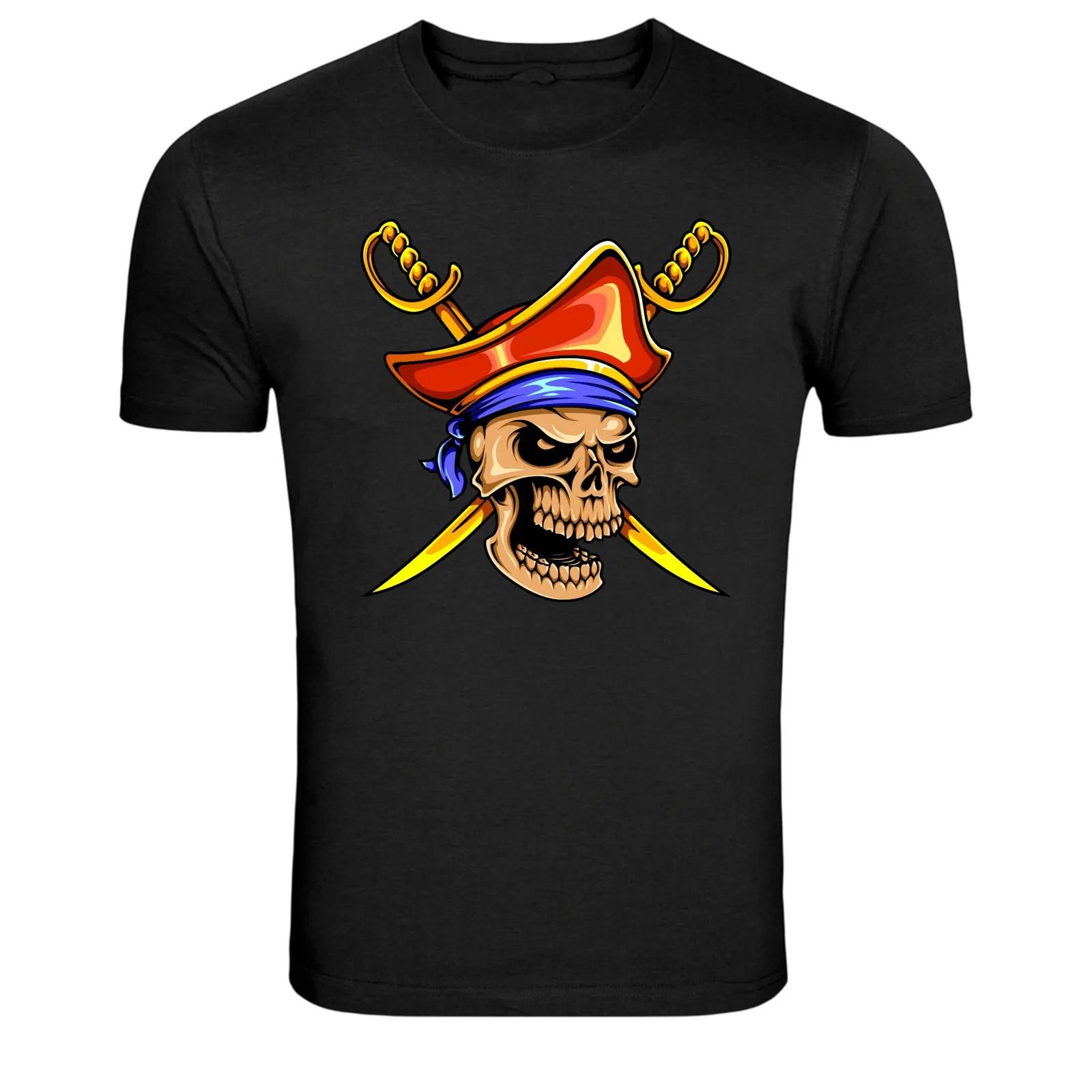 Pirate Skull Cross Swords Graphic T-Shirt 2XL