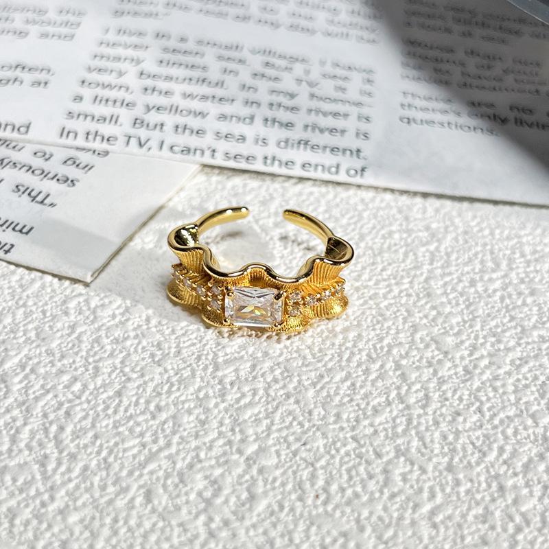 2026 Court Style Retro Heavy Industry Geometric Irregular Brushed Open Ring Women Ins Light Luxury Fashion Exquisite Index Finger Ring