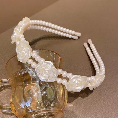 1 Blumenstirnband Haarschmuck mit Imitationsperlen, süßer und modischer Haarschmuck