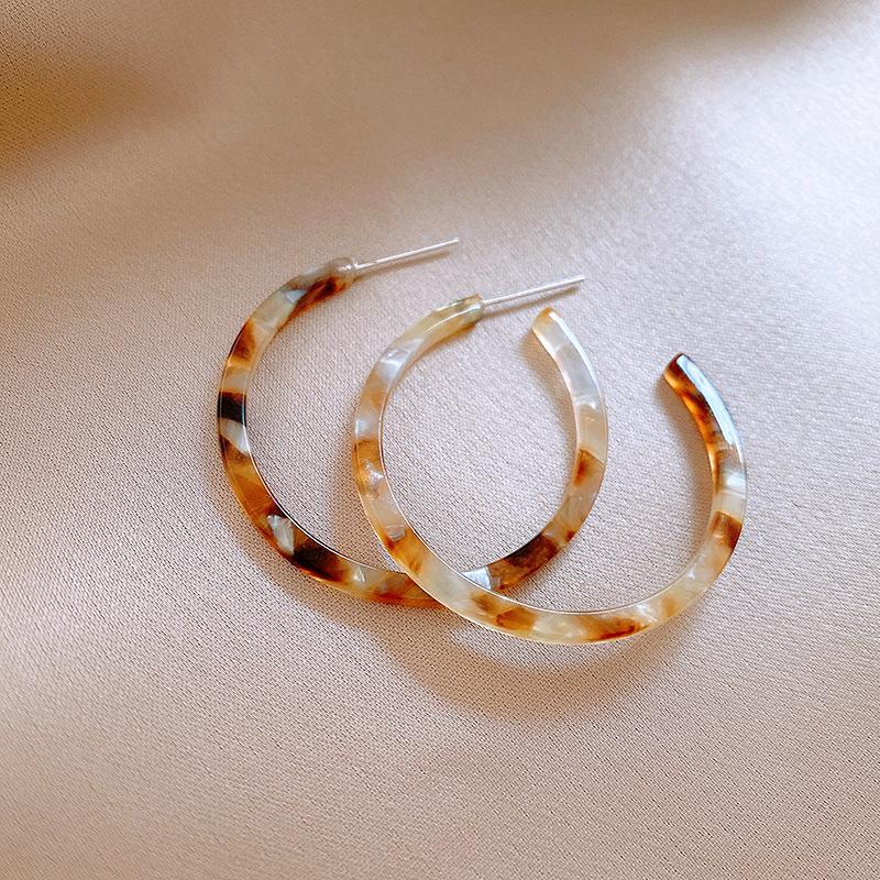 Retro Hong Kong Style Acetic Acid C-shaped Earrings Stud Earrings Temperament Earrings Simple Earrings Women