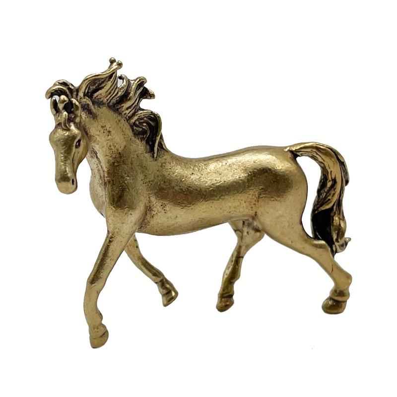 Pure Copper 12 Zodiac Pevný kůň Feng Shui Ornamenty Vintage Bronz Běžící koně Socha Miniatury Figurky Dekorace na stůl