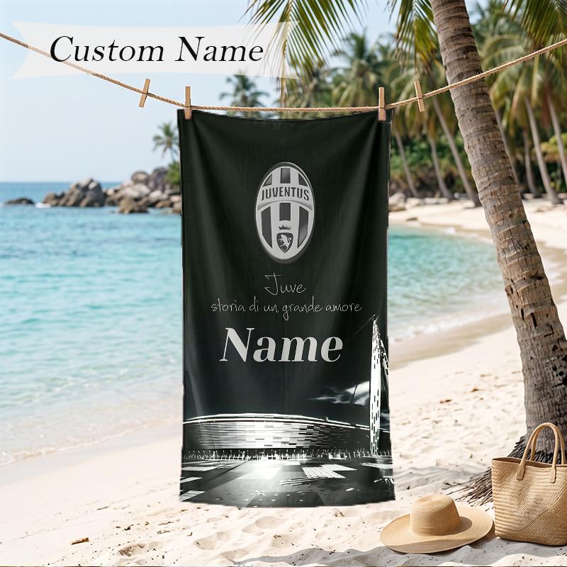Juventus FC Custom Name Printed Beach Towel Personalized Soft Towel For Swimming Beach Travel