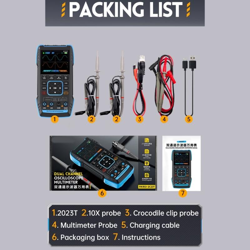 2C23T 10Mhz Handheld Digital Oscilloscope Tester Multifunctional Function Signal Generator for Professionals