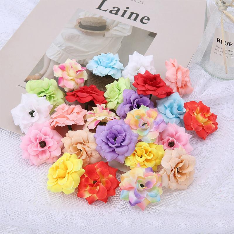 5/10/20Pcs 4.5cm Red Silk Artificial Rose Heads for Home Room Decorations Wedding Decoration DIY Bride Wreath Accessories