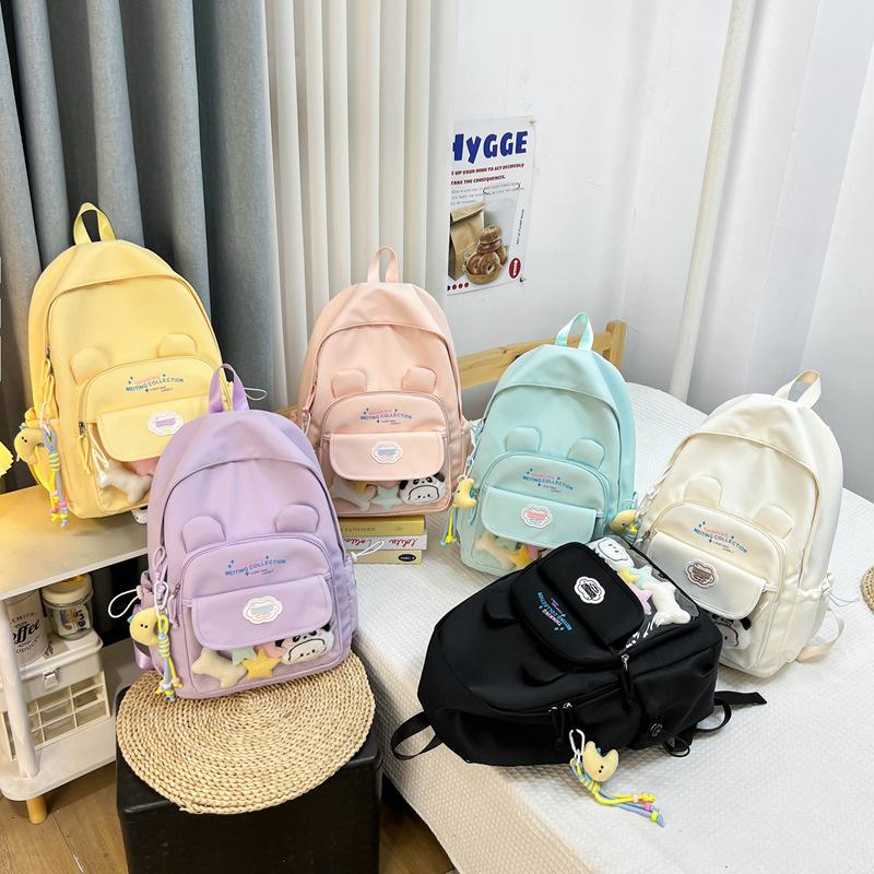 High-value ins wind school bag, junior high school girls, Japanese transparent pain bag, large-capacity backpack, student backpack.