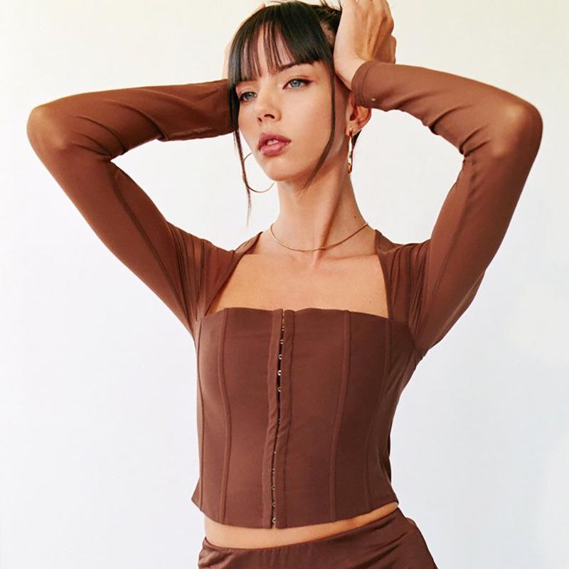 Y2K Summer Clothes Long Sleeve Mesh Tshirts for Women Crop Top Female T-shirt Women's T-shirt Roupas Femininas Tops T Shirt