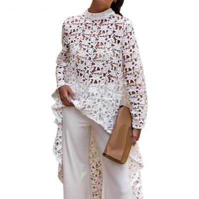 Lily Lady Out Lace High Blouse Women Hollow Low Top