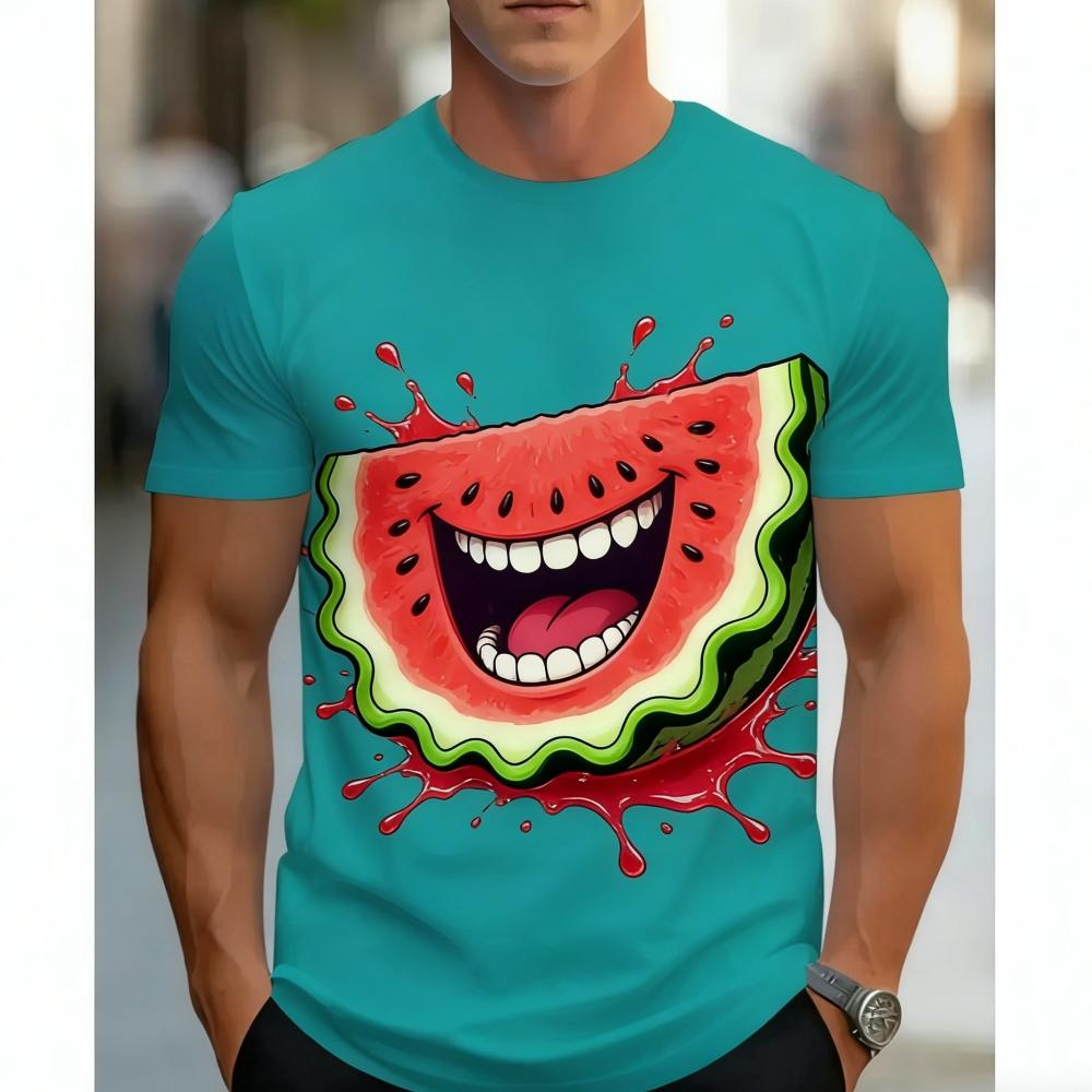 Interesting Fruits 3d Print T-Shirt Casual Loose Fashion Round Neck Summer Men's Breathable Oversized T-Shirt
