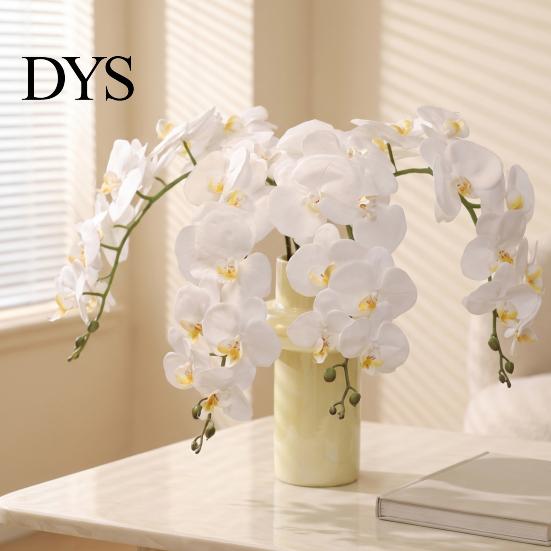 Maintenance Free Faux Floral Arrangements Artificial Phalaenopsis Silk Orchid Flower for Home Decor, Realistic Velvet Plant Decorative Plants Weddings