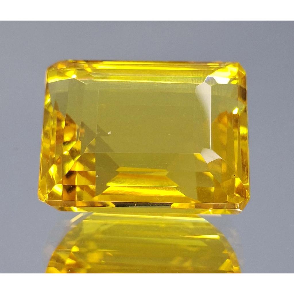 Stunning Yellow Topaz Lab Created Emerald Cut 115-117 Ct Certified Gemstone