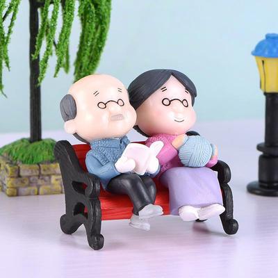 PVC Großeltern Figuren - Autoornamente, DIY Sukkulenten, Mikrolandschaft, Kuchendekoration Liegestühle