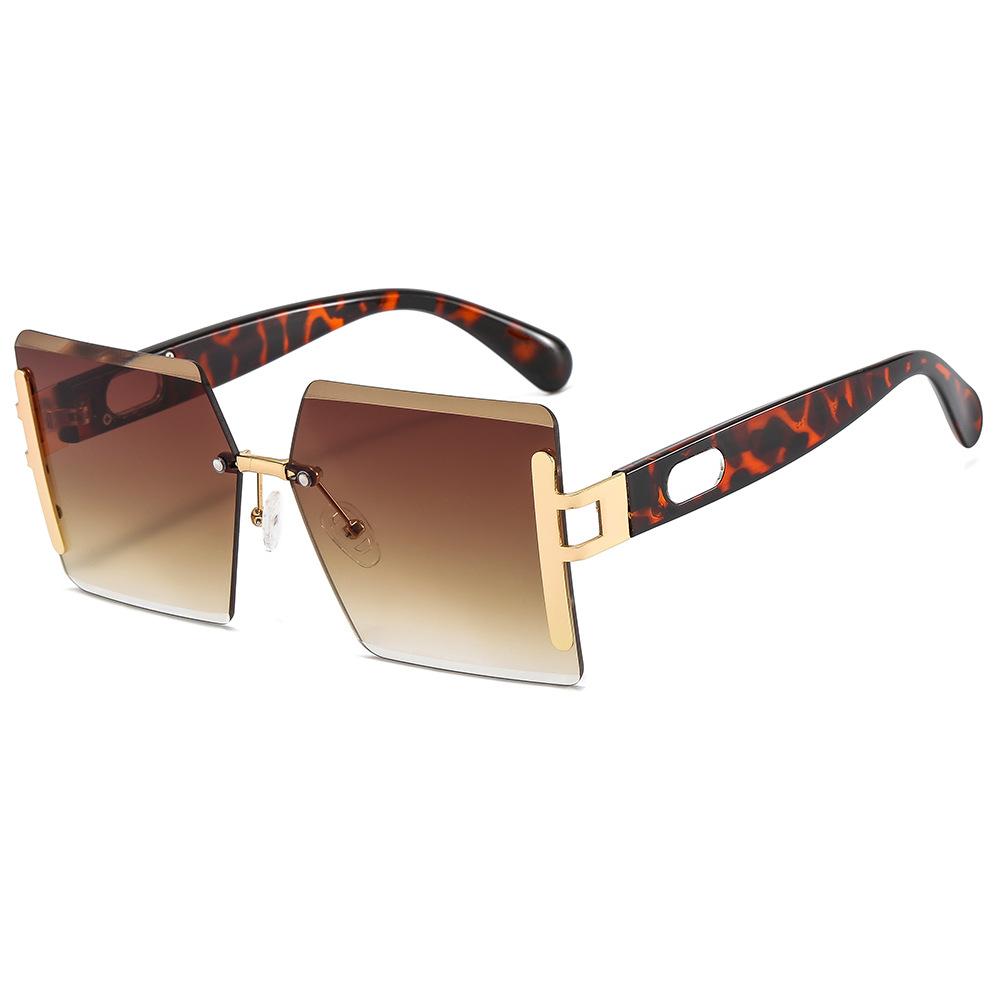 New fashion unisex large frame sunglasses rimless ocean style trendy UV protection
