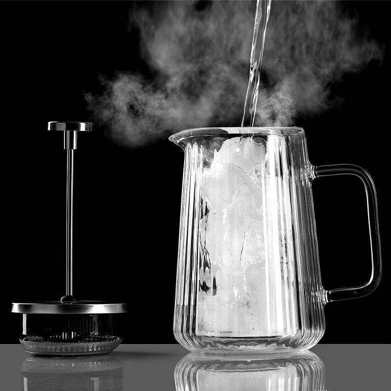 350/650/1000ML Hitzebeständiger Glas-French-Press-Kanne mit Doppelschicht-Filter für Handgebrühten Kaffee Milchschaum Kaltaufguss Zuhause