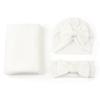 Cross-Border Baby Swaddling Blanket Set Foreign Trade Newborn Solid-Color Polyester-Cotton Swaddle Three-Piece Set 85x90cm