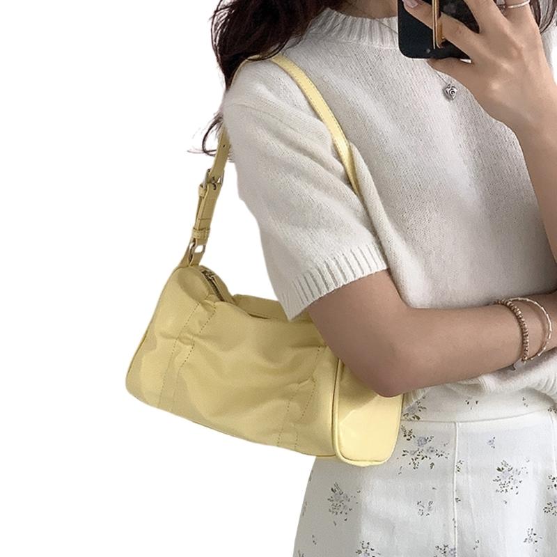 2024 NEW Pleated Underarm Bag Shoulder Bags for Girl Women Soft Armpit Bag Fashion Bags Large Capacity Leather Handbag 1 жёлтый