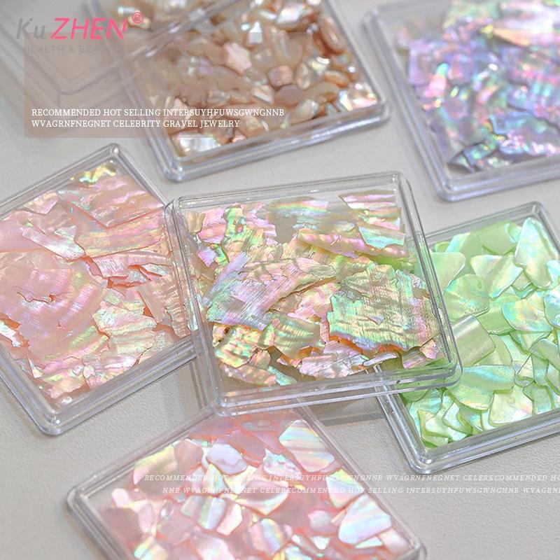 2024 1Box Aurora Shell Flakes Abalone Nails Charms Thin Natural Irregular Slice Shell Stone Sequins Manicure Art Decoration