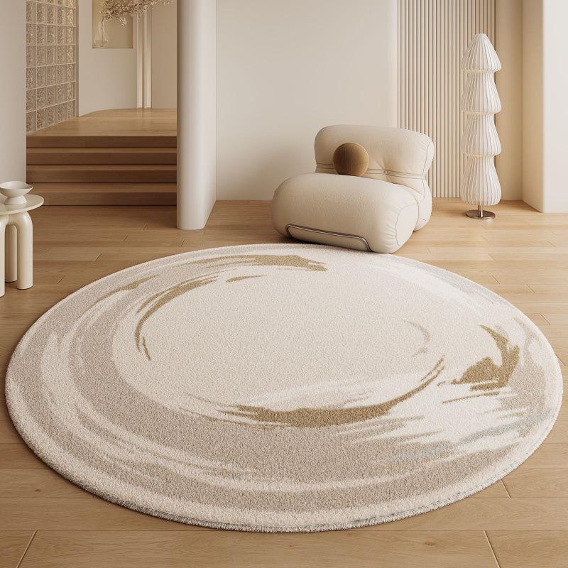 Krémový kulatý koberec: Vysoce kvalitní stylová podlahová rohož do ložnice, obývacího pokoje, pracovny, k pohovce nebo křeslu.