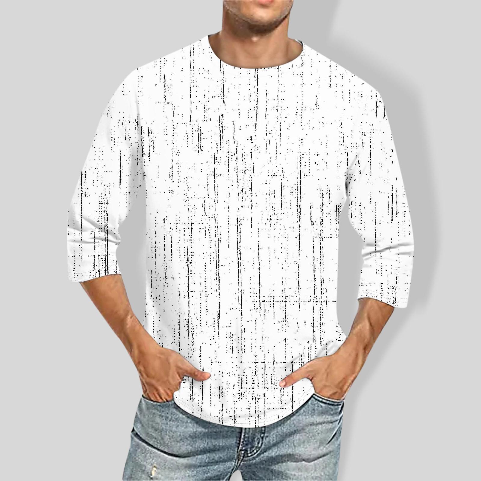 

Мужская повседневная модная футболка с круглым вырезом и рукавом три четверти XXXXL белый